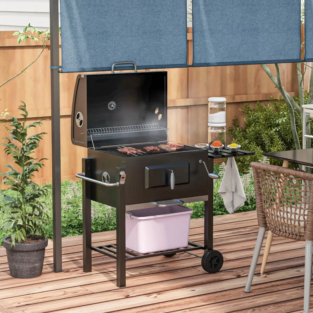 Outsunny Charcoal Grill with Height-Adjustable Coal Pan
