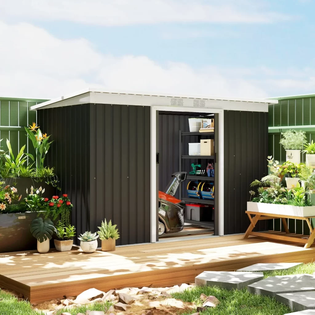 Outsunny’s 9 x 4ft Metal Garden Shed