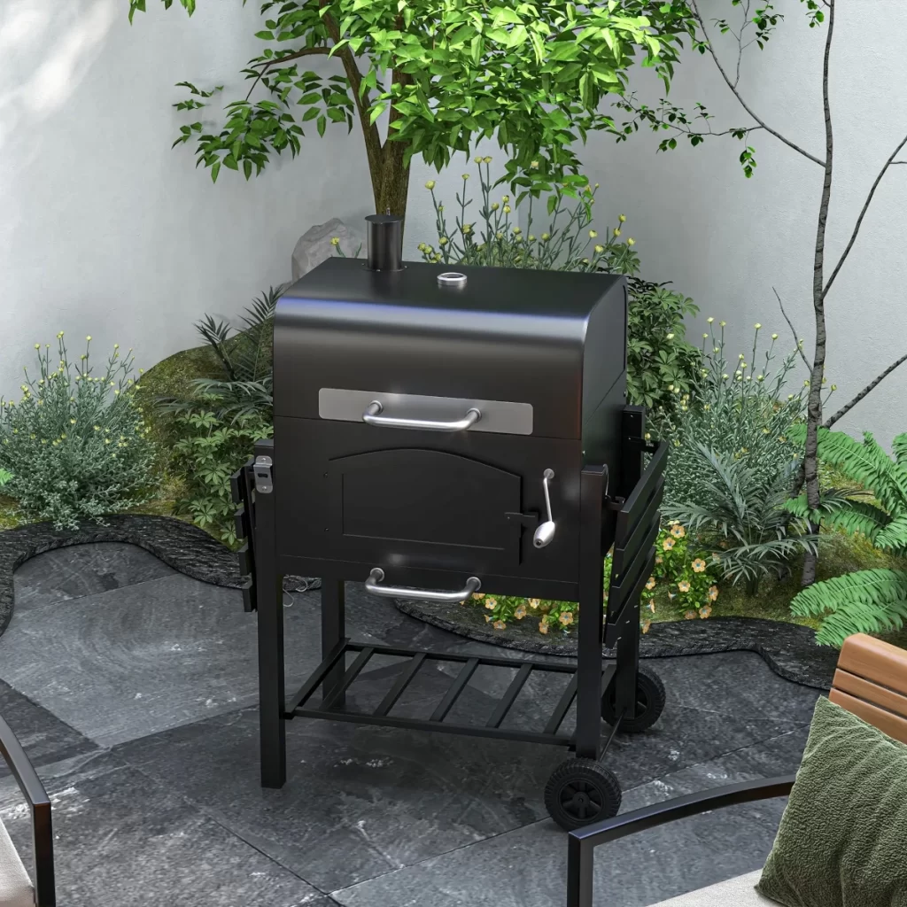 Outsunny Charcoal BBQ Grill with Height-Adjustable Coal Pan