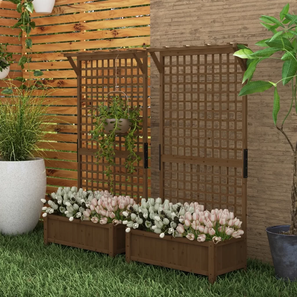 Outsunny 2 Pcs Raised Bed with Trellis