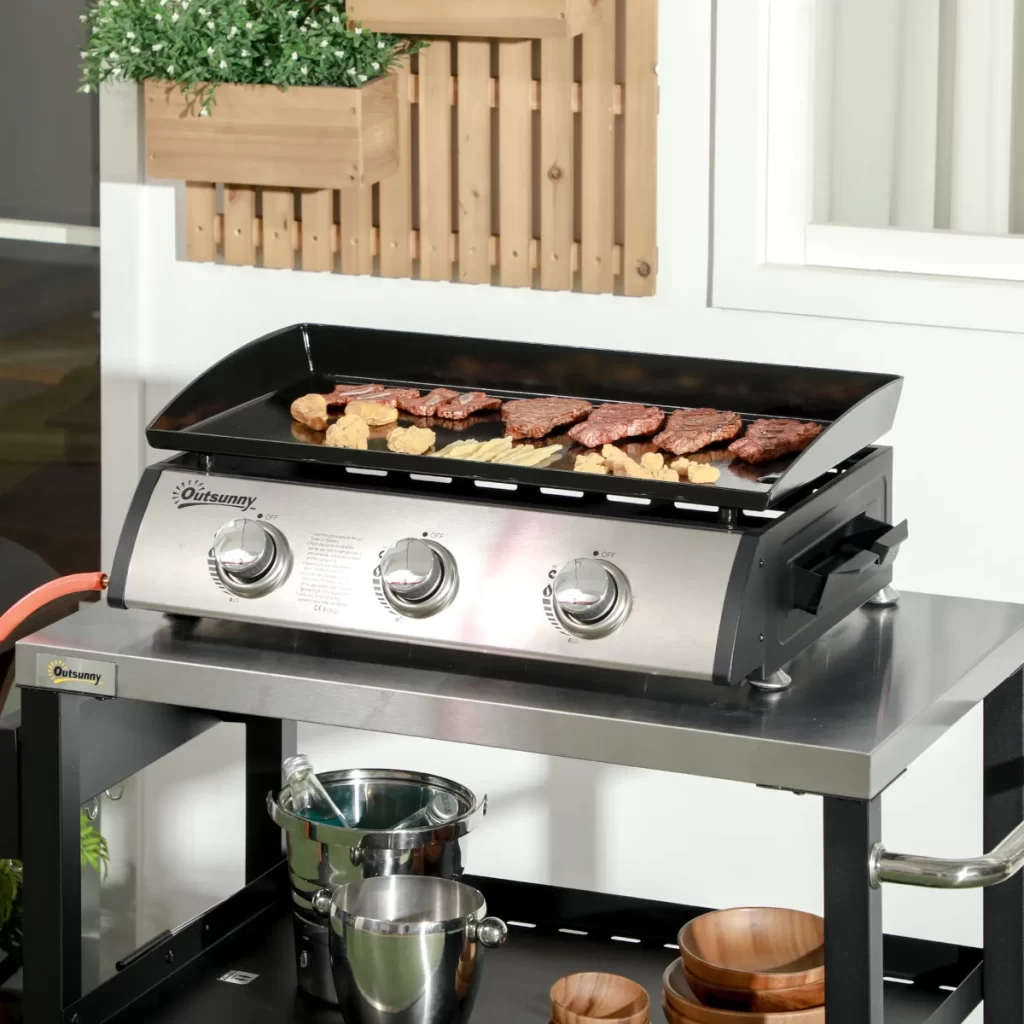 Outsunny 3 Burner Gas Plancha BBQ Grill