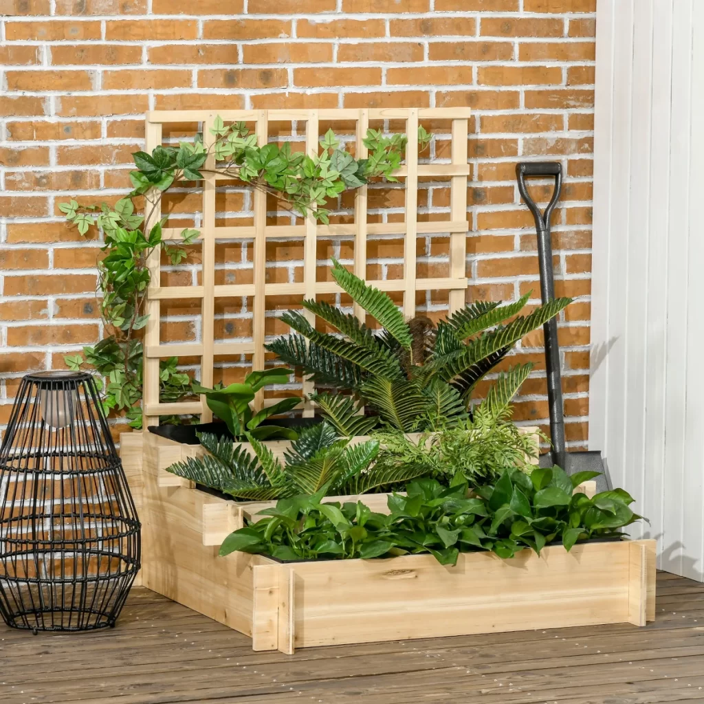 Outsunny 3-Tier Wooden Garden Bed Planter Box