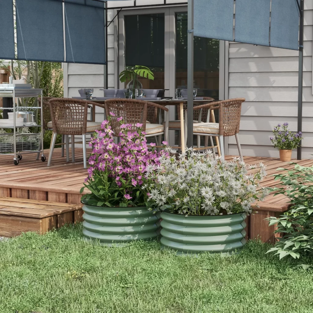 Outsunny Set of 2 Round Metal Bed