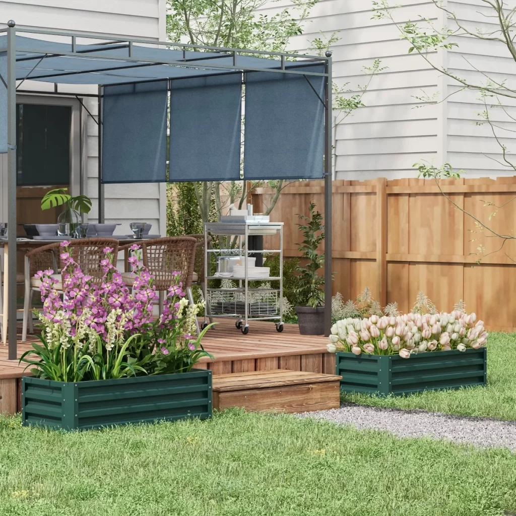 Outsunny Steel Raised Beds for Garden – Set of 2