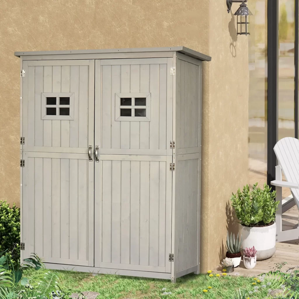 Outsunny Wooden Garden Shed with Two Windows