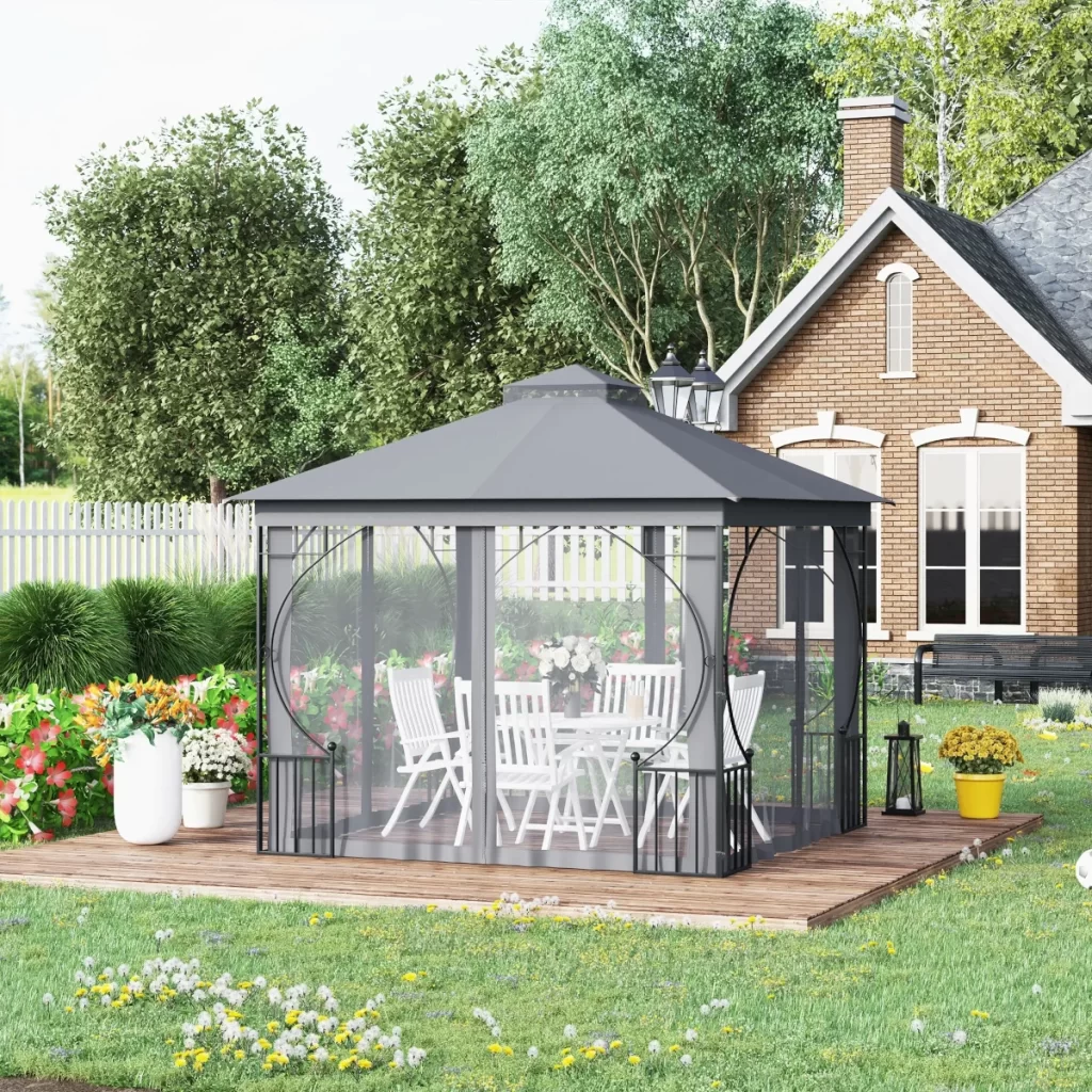 Outsunny 3 x 3(m) Double Tier Metal Frame Gazebo