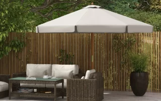 Outsunny 3.3m Elegant Wooden Parasol - Grey