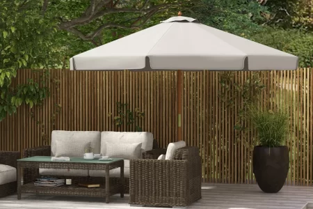 Outsunny 3.3m Elegant Wooden Parasol - Grey