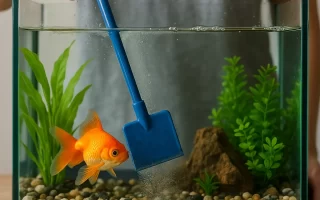 Man cleaning fish tank