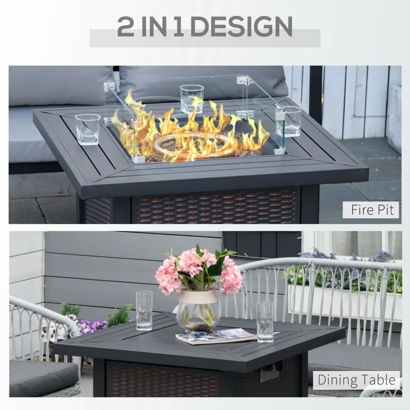 2-in-1 outdoor table used as fire pit and dining table.