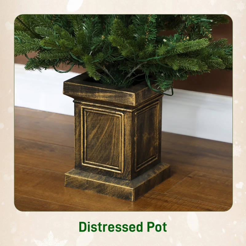 Close-up of distressed decorative tree pot base.