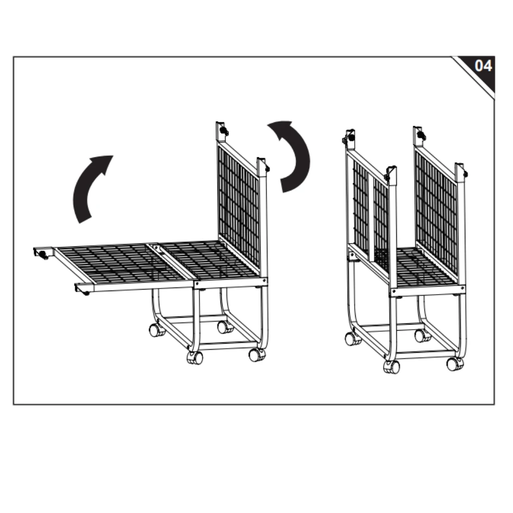 side mesh panels rotated upward into standing position.
