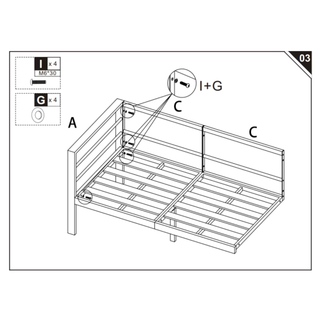 fixing the C panel to side frame A.