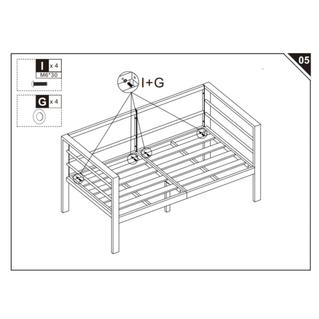 final connections and tightening the sofa frame.