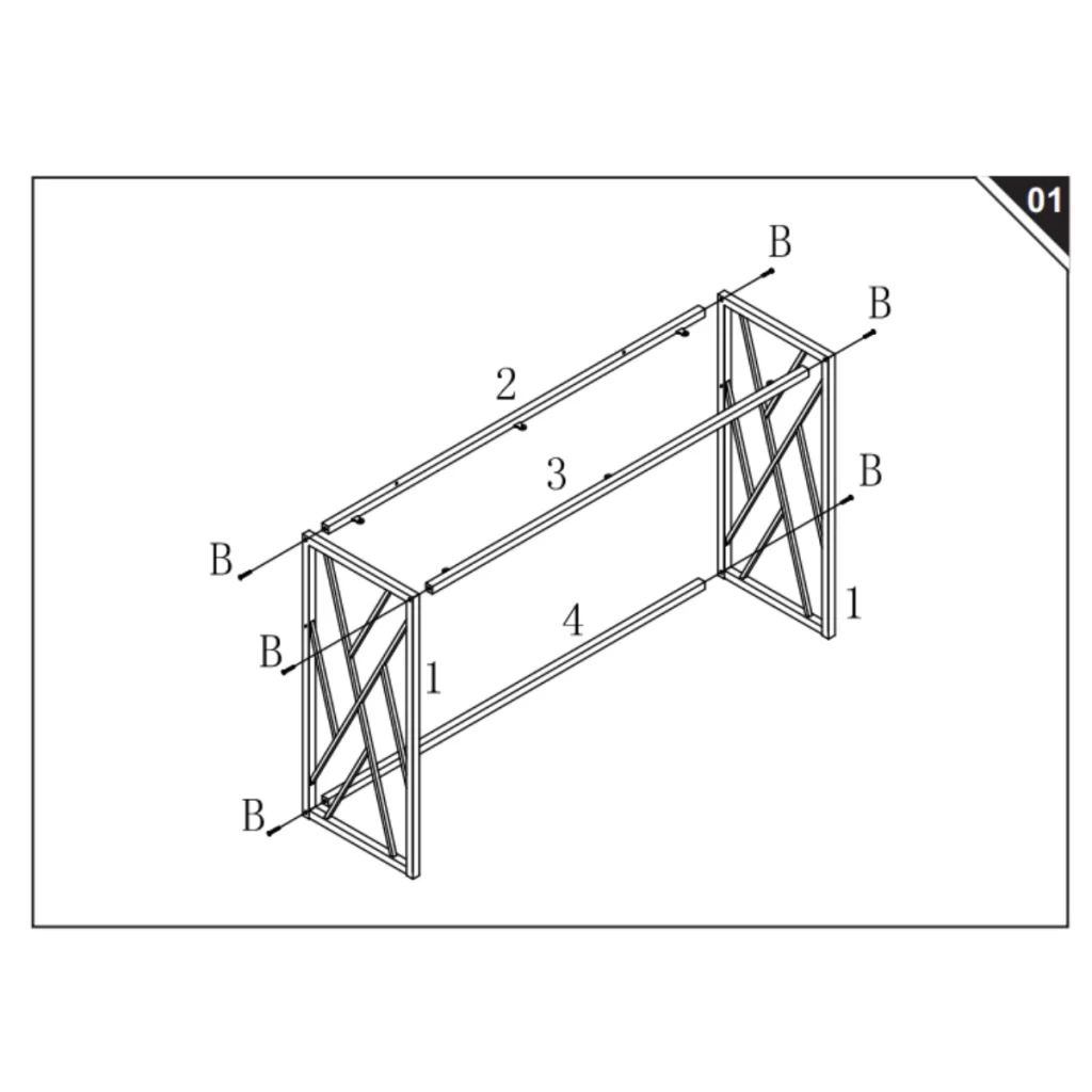 Table Frame Exploded Drawing HOMCOM Industrial Console Table Assembly Instructions – SKU:837-171GY ...