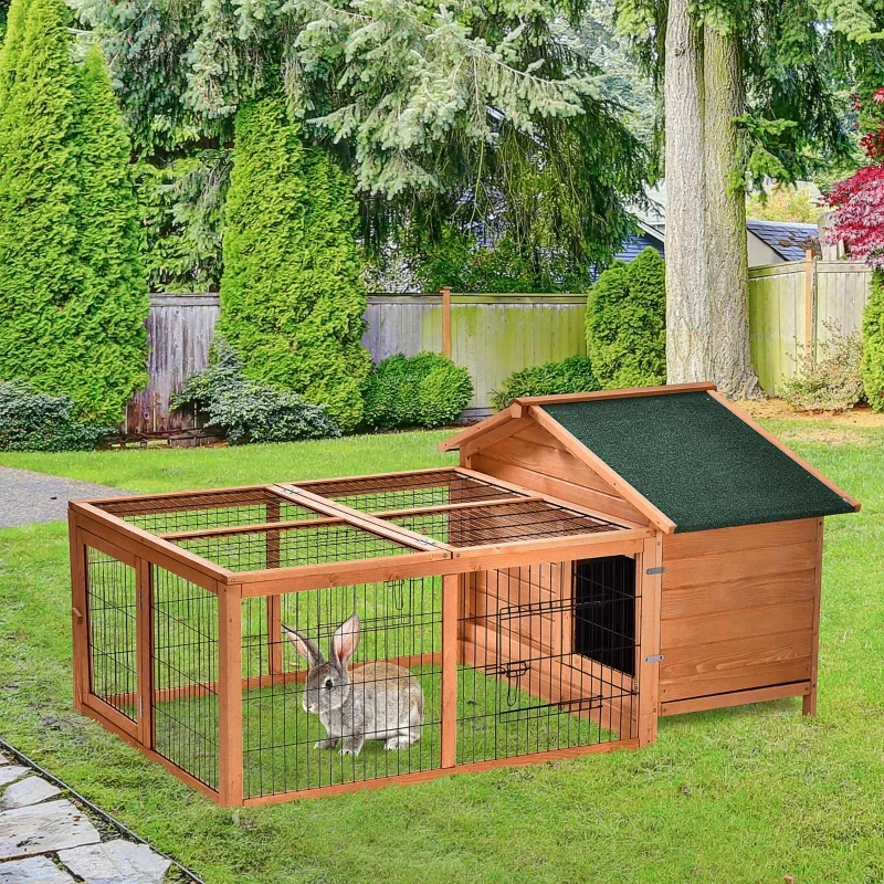 Outdoor Rabbit Bench Best Rabbit Hutch Outdoor with Run for Easy Care Setup - Aosom